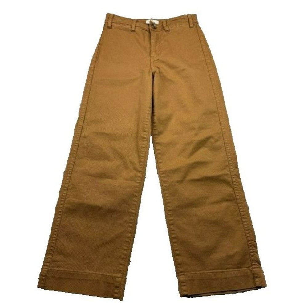 Marine Layer Pants sz 4 Tan Stretch Cotton Wide Leg Crop Casual Minimalist Women